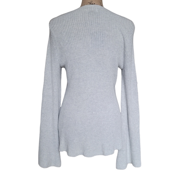 LC Lauren Conrad Swing Sweater Split Bell Sleeves with Bows Soft Gray Medium - Picture 5 of 7